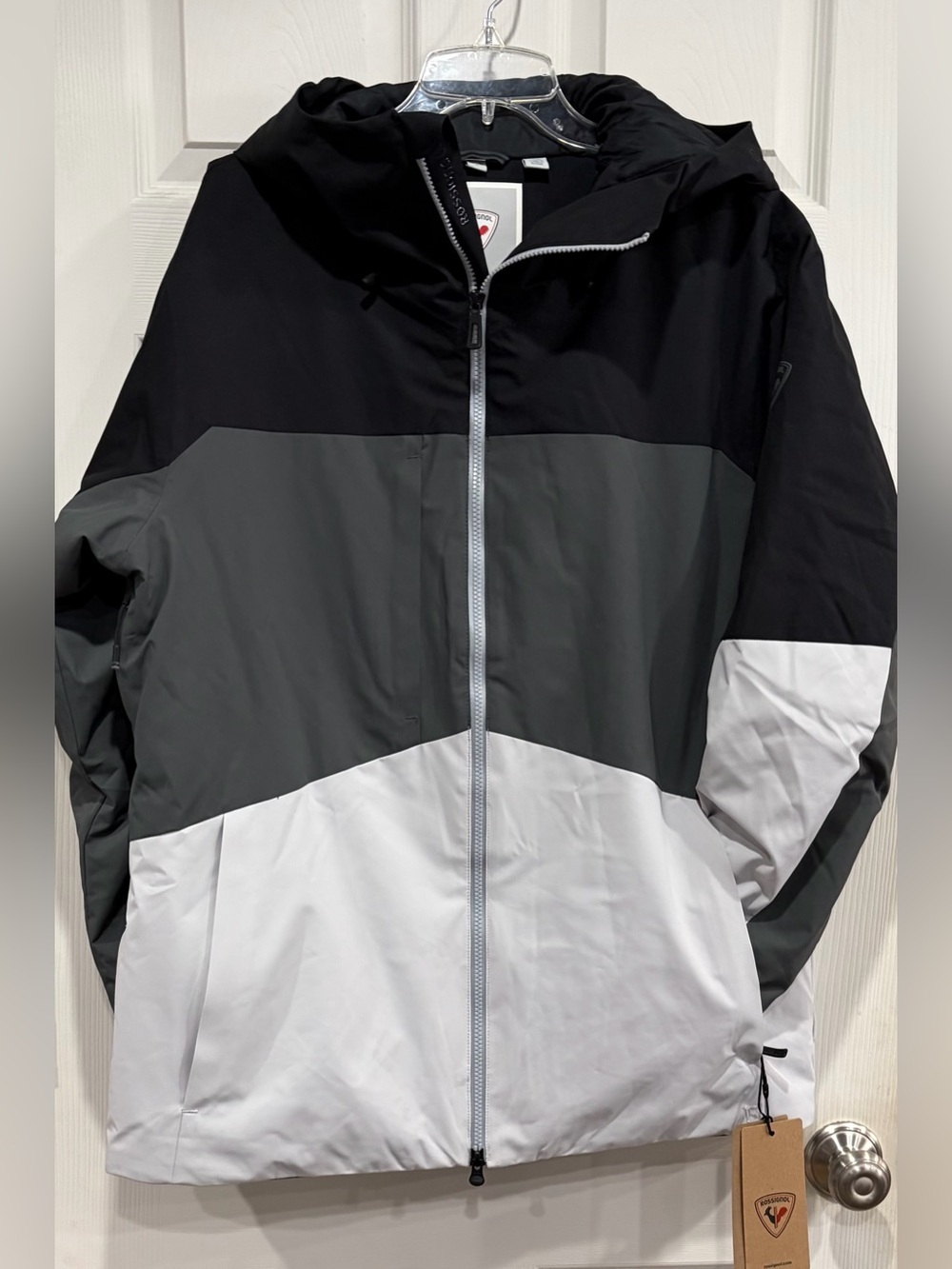 Rossignol Men's Large Corbet's Ski Jacket Black Grey NWT Snow Powder Skirt Hood